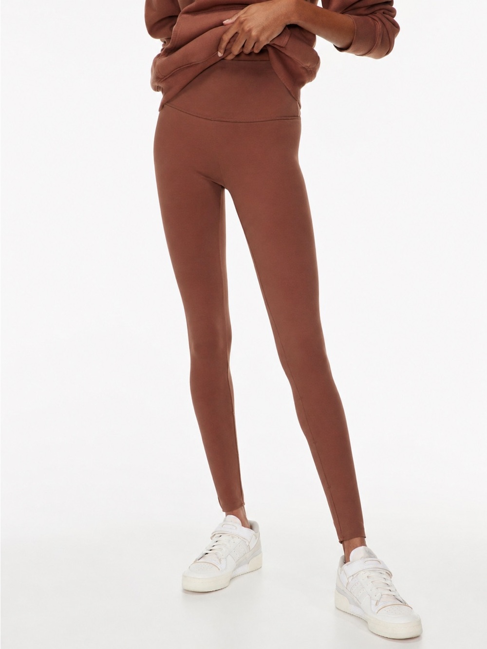 Aritzia TNA Brown High Waisted Leggings Cotton Stretch Minimalist Size S - Picture 4 of 15